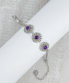 Filigree Art Amethyst Gemstone Women Silver Link Bracelet