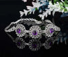 Filigree Art Amethyst Gemstone Women Silver Link Bracelet