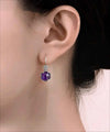 Filigree Art Amethyst Gemstone Women Sterling Silver Drop Earrings