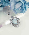 Filigree Art Aqua Chalcedony Gemstone Daisy Design Women Silver Pendant Necklace
