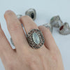 Filigree Art Aqua Chalcedony Gemstone Lace Detailed Women Silver Statement Ring