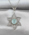 Filigree Art Aqua Chalcedony Gemstone Star Design Women Silver Pendant Necklace