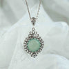Filigree Art Aqua Chalcedony Gemstone Women Silver Boho Pendant Necklace - Filigranist Jewelry
