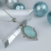 Filigree Art Aqua Chalcedony Gemstone Women Silver Oval Pendant Necklace - Filigranist Jewelry