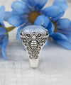 Filigree Art Bee Detailed Blue Lace Agate Gemstone Women Silver Statement Ring