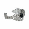 925 Sterling Silver Filigree Art Black Onyx Double Swan Cuff Bracelet