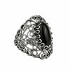 Filigree Art Black Onyx Gemstone Lace Detailed Women Silver Statement Ring - Filigranist Jewelry