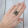 Filigree Art Black Onyx Gemstone Lace Detailed Women Silver Statement Ring - Filigranist Jewelry