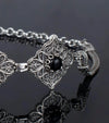 Black Onyx Gemstone 925 Sterling Silver Artisan Handcrafted Filigree Art Link Bracelet