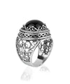 Sterling Silver Filigree Art Black Onyx Gemstone Women Bold Ring