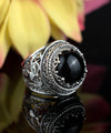 Sterling Silver Filigree Art Black Onyx Gemstone Women Bold Ring