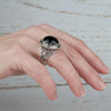 925 Sterling Silver Filigree Art Black Onyx Gemstone Bold Statement Ring