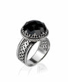 Filigree Art Black Onyx Gemstone Women Silver Cocktail Ring