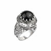 925 Sterling Silver Filigree Art Black Onyx Gemstone Bold Dome Ring