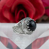 925 Sterling Silver Filigree Art Black Onyx Gemstone Bold Dome Ring