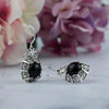 925 Sterling Silver Filigree Art Black Onyx Gemstone Lace Design Drop Earrings