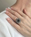 Filigree Art Black Onyx Gemstone Women Silver Statement Ring
