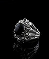Sterling Silver Filigree Art Black Onyx Women Cocktail Dome Ring