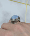 Sterling Silver Filigree Art Blue Lace Agate Gemstone Bold Statement Ring