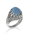 Sterling Silver Filigree Art Blue Lace Agate Gemstone Women Statement Ring