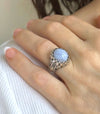Sterling Silver Filigree Art Blue Lace Agate Gemstone Women Statement Ring