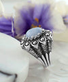 Filigree Art Blue Lace Agate Gemstone Women Statement Dome Ring - Filigranist Jewelry