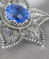 Filigree Art Blue Quartz Gemstone Star Design Women Silver Pendant Necklace