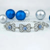 925 Sterling Silver Filigree Art Blue Quartz Gemstone Butterfly Link Bracelet