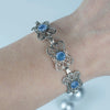 925 Sterling Silver Filigree Art Blue Quartz Gemstone Butterfly Link Bracelet