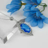 Filigree Art Blue Quartz Gemstone Women Silver Oval Pendant Necklace - Filigranist Jewelry