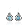 925 Sterling Silver Filigree Art Blue Topaz Gemstone Floral Drop Earrings