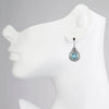 925 Sterling Silver Filigree Art Blue Topaz Gemstone Floral Drop Earrings