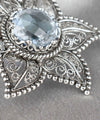 Filigree Art Blue Topaz Gemstone Star Design Women Silver Pendant Necklace