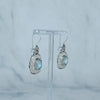 925 Sterling Silver Filigree Art Blue Topaz Gemstone Square Drop Earrings