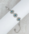 Filigree Art Blue Topaz Gemstone Women Silver Link Bracelet - Filigranist Jewelry