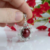 925 Sterling Silver Filigree Art Carnelian Gemstone Floral Pendant Necklace