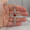 Filigree Art Carnelian Gemstone Silver Cross Design Women Pendant Necklace - Filigranist Jewelry