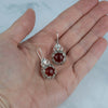 925 Sterling Silver Filigree Art Red Agate Gemstone Lace Design Drop Earrings