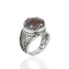 Filigree Art Cherry Quartz Gemstone Women Crown Silver Statement Ring - Filigranist Jewelry