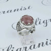 925 Sterling Silver Filigree Art Cherry Quartz Gemstone Crown Statement Ring