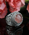 Sterling Silver Filigree Art Cherry Quartz Gemstone Women Bold Ring