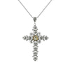 Filigree Art Citrine Gemstone Silver Cross Design Women Pendant Necklace