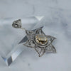 925 Sterling Silver Filigree Art Citrine Gemstone Star Design Pendant Necklace