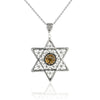 Filigree Art Citrine Gemstone Star of David Women Silver Pendant Necklace - Filigranist Jewelry