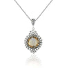 925 Sterling Silver Filigree Art Citrine Gemstone Boho Pendant Necklace