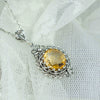 Filigree Art Citrine Gemstone Women Silver Boho Pendant Necklace - Filigranist Jewelry