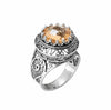 925 Sterling Silver Filigree Art Citrine Gemstone Bold Dome Ring