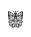Sterling Silver Filigree Crown Butterfly Cocktail Ring