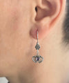 925 Sterling Silver Filigree Art Double Heart Dangle Women Earrings 