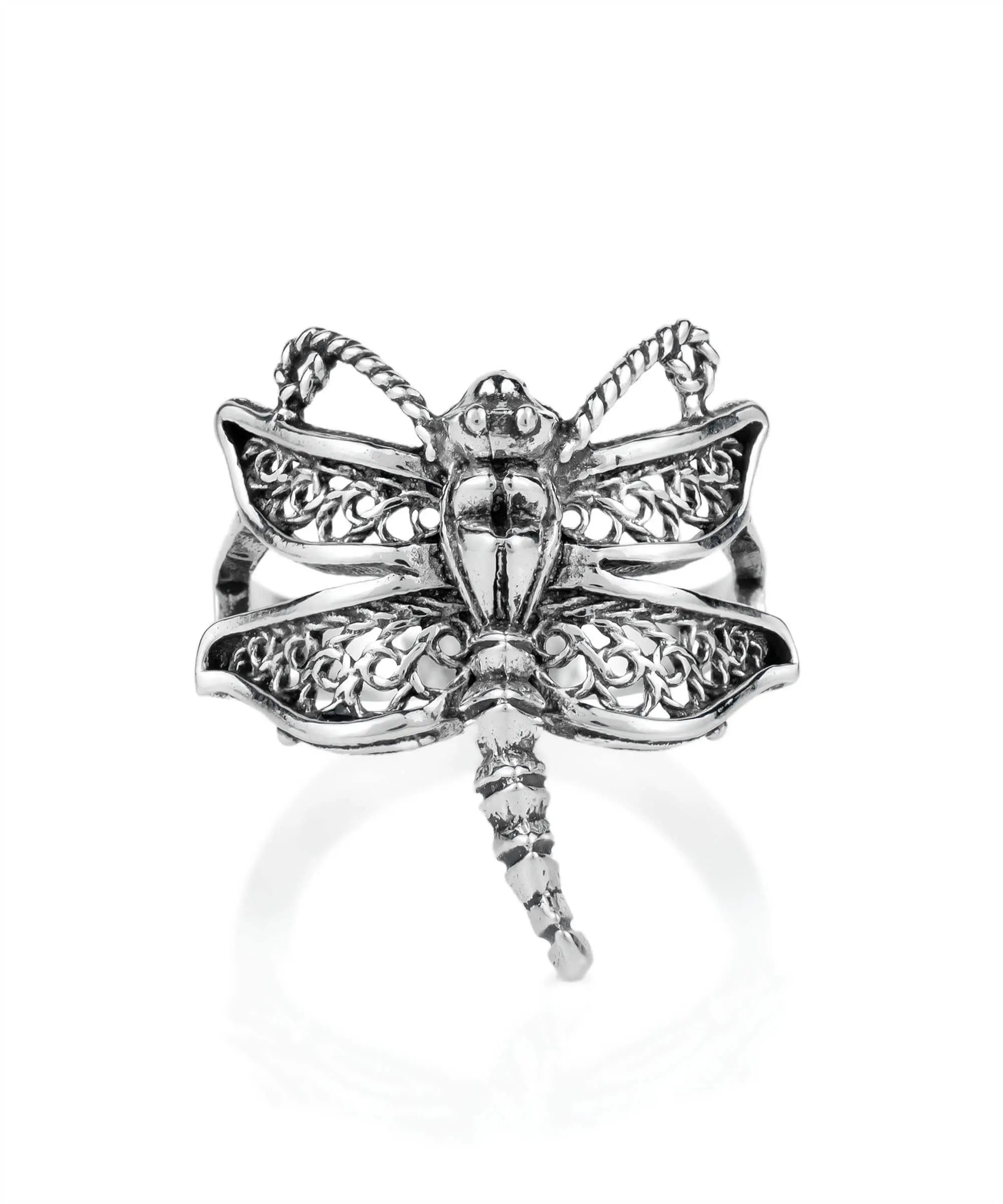 Filigree Art Dragonfly Design Woman Silver Cocktail Ring– Filigranist ...